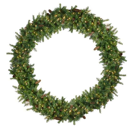 6 ft. Pre-Lit Dakota Red Pine Commercial Artificial Christmas Wreath - Warm White LED Lights